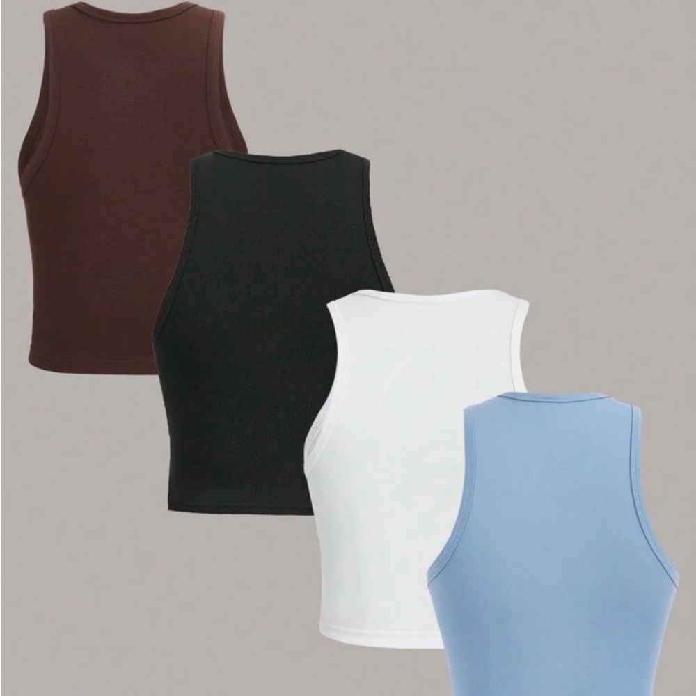 SHEIN 4pcs Pack Crew Neck Tank Tops - Picture 2 of 10